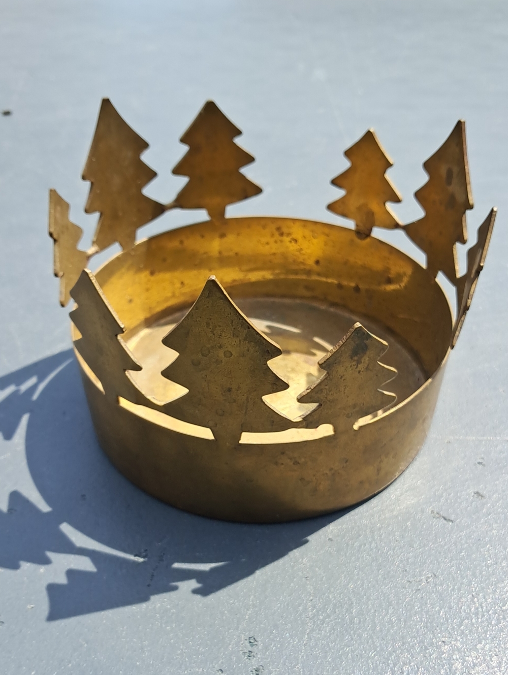 Brass Tree Cutout Candle Holder